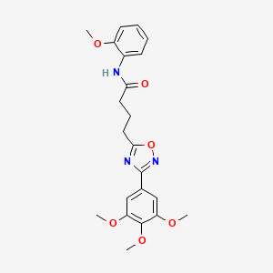 molecular formula C22H25N3O6 B7687283 N-(2-methoxyphenyl)-4-(3-(3,4,5-trimethoxyphenyl)-1,2,4-oxadiazol-5-yl)butanamide 