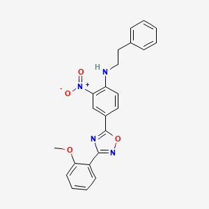 molecular formula C23H20N4O4 B7687299 4-(3-(2-methoxyphenyl)-1,2,4-oxadiazol-5-yl)-2-nitro-N-phenethylaniline 