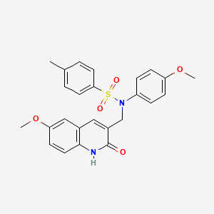 molecular formula C25H24N2O5S B7687308 N-((2-hydroxy-6-methoxyquinolin-3-yl)methyl)-N-(4-methoxyphenyl)-4-methylbenzenesulfonamide 