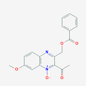 molecular formula C19H16N2O5 B7687347 2-acetyl-3-((benzoyloxy)methyl)-7-methoxyquinoxaline 1-oxide 