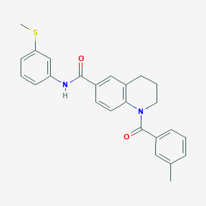 molecular formula C25H24N2O2S B7687349 1-(3-methylbenzoyl)-N-(2-phenylethyl)-1,2,3,4-tetrahydroquinoline-6-carboxamide 