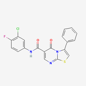 molecular formula C19H11ClFN3O2S B7687356 N-(diphenylmethyl)-5-oxo-3-phenyl-5H-[1,3]thiazolo[3,2-a]pyrimidine-6-carboxamide 