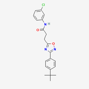 molecular formula C21H22ClN3O2 B7687363 3-(3-(4-(tert-butyl)phenyl)-1,2,4-oxadiazol-5-yl)-N-(3-chlorophenyl)propanamide 