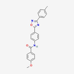 molecular formula C23H19N3O3 B7687369 4-methoxy-N-(4-(3-(p-tolyl)-1,2,4-oxadiazol-5-yl)phenyl)benzamide 