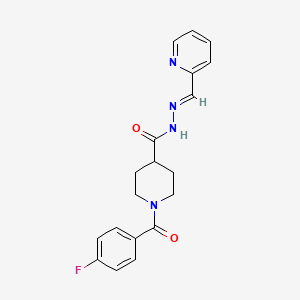 molecular formula C19H19FN4O2 B7687406 (E)-1-(4-fluorobenzoyl)-N'-(pyridin-2-ylmethylene)piperidine-4-carbohydrazide 