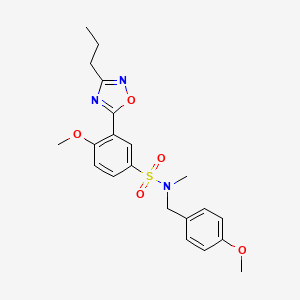 molecular formula C21H25N3O5S B7687442 4-methoxy-N-(4-methoxybenzyl)-N-methyl-3-(3-propyl-1,2,4-oxadiazol-5-yl)benzenesulfonamide 