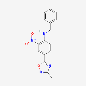 molecular formula C16H14N4O3 B7687476 N-benzyl-4-(3-methyl-1,2,4-oxadiazol-5-yl)-2-nitroaniline 