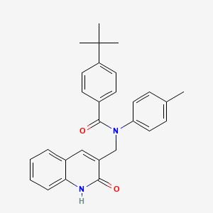 molecular formula C28H28N2O2 B7687501 4-(tert-butyl)-N-((2-hydroxyquinolin-3-yl)methyl)-N-(p-tolyl)benzamide 