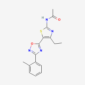 molecular formula C16H16N4O2S B7687504 N-(4-ethyl-5-(3-(o-tolyl)-1,2,4-oxadiazol-5-yl)thiazol-2-yl)acetamide 