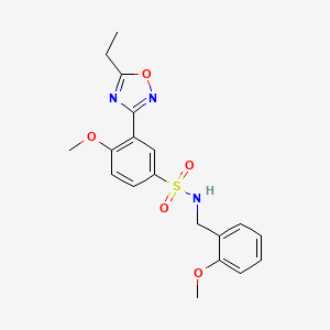 molecular formula C19H21N3O5S B7687517 3-(5-ethyl-1,2,4-oxadiazol-3-yl)-4-methoxy-N-(2-methoxybenzyl)benzenesulfonamide 
