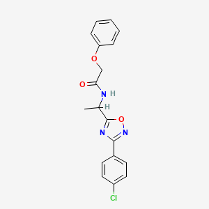 molecular formula C18H16ClN3O3 B7687533 N-(1-(3-(4-chlorophenyl)-1,2,4-oxadiazol-5-yl)ethyl)-2-phenoxyacetamide 