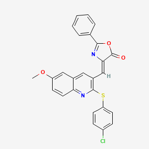 molecular formula C26H17ClN2O3S B7687548 (Z)-4-((2-((4-chlorophenyl)thio)-6-methoxyquinolin-3-yl)methylene)-2-phenyloxazol-5(4H)-one 