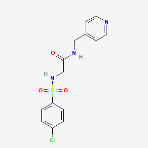 molecular formula C14H14ClN3O3S B7687552 2-(4-chlorophenylsulfonamido)-N-(pyridin-4-ylmethyl)acetamide 