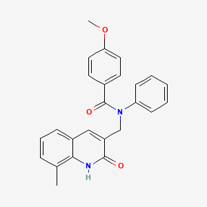 N-((2-hydroxy-8-methylquinolin-3-yl)methyl)-4-methoxy-N-phenylbenzamide