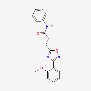 molecular formula C18H17N3O3 B7687583 3-(3-(2-methoxyphenyl)-1,2,4-oxadiazol-5-yl)-N-phenylpropanamide 