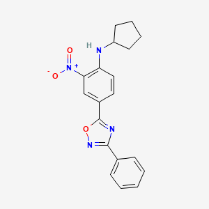 molecular formula C19H18N4O3 B7687595 N-cyclopentyl-2-nitro-4-(3-phenyl-1,2,4-oxadiazol-5-yl)aniline 