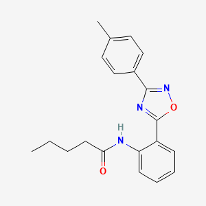 molecular formula C20H21N3O2 B7687616 N-(2-(3-(p-tolyl)-1,2,4-oxadiazol-5-yl)phenyl)pentanamide 