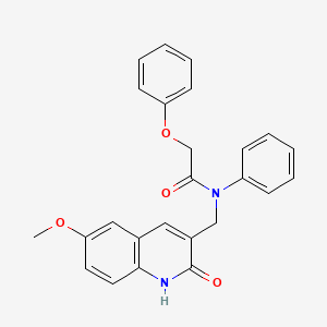 molecular formula C25H22N2O4 B7687629 N-((2-hydroxy-6-methoxyquinolin-3-yl)methyl)-2-phenoxy-N-phenylacetamide 