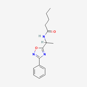 molecular formula C15H19N3O2 B7687641 N-(1-(3-phenyl-1,2,4-oxadiazol-5-yl)ethyl)pentanamide 