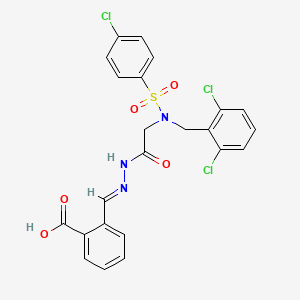 (E)-2-((2-(2-(4-chloro-N-(2,6-dichlorobenzyl)phenylsulfonamido)acetyl)hydrazono)methyl)benzoic acid