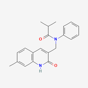 molecular formula C21H22N2O2 B7687675 N-((2-hydroxy-7-methylquinolin-3-yl)methyl)-N-phenylisobutyramide 