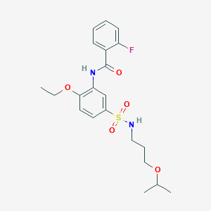 N-(2-ethoxy-5-(N-(3-isopropoxypropyl)sulfamoyl)phenyl)-2-fluorobenzamide