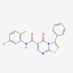 molecular formula C20H14ClN3O2S B7687719 N-(3-methylphenyl)-5-oxo-3-phenyl-5H-[1,3]thiazolo[3,2-a]pyrimidine-6-carboxamide 