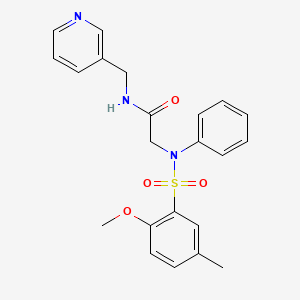 molecular formula C22H23N3O4S B7687746 2-(2-methoxy-5-methyl-N-phenylphenylsulfonamido)-N-(pyridin-3-ylmethyl)acetamide 