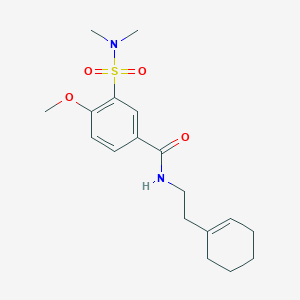 molecular formula C18H26N2O4S B7687761 2-methoxy-N,N-dimethyl-5-(piperidine-1-carbonyl)benzene-1-sulfonamide 