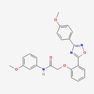 molecular formula C24H21N3O5 B7687764 N-(3-methoxyphenyl)-2-(2-(3-(4-methoxyphenyl)-1,2,4-oxadiazol-5-yl)phenoxy)acetamide 