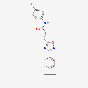 molecular formula C21H22FN3O2 B7687776 3-(3-(4-(tert-butyl)phenyl)-1,2,4-oxadiazol-5-yl)-N-(4-fluorophenyl)propanamide 