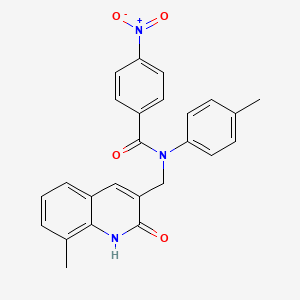 molecular formula C25H21N3O4 B7687788 N-((2-hydroxy-8-methylquinolin-3-yl)methyl)-4-nitro-N-(p-tolyl)benzamide 