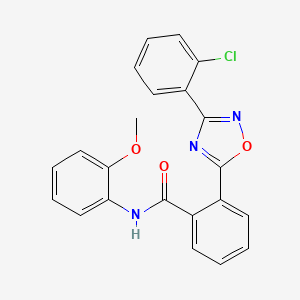 molecular formula C22H16ClN3O3 B7687795 2-(3-(2-chlorophenyl)-1,2,4-oxadiazol-5-yl)-N-(2-methoxyphenyl)benzamide 