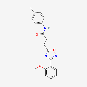 molecular formula C19H19N3O3 B7687814 3-(3-(2-methoxyphenyl)-1,2,4-oxadiazol-5-yl)-N-(p-tolyl)propanamide 