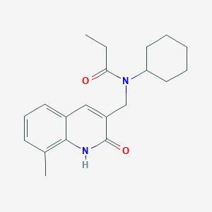 molecular formula C20H26N2O2 B7687830 N-cyclohexyl-N-((2-hydroxy-8-methylquinolin-3-yl)methyl)propionamide 