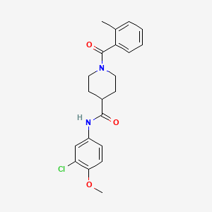 molecular formula C21H23ClN2O3 B7687857 N-(3-chloro-4-methoxyphenyl)-1-(2-methylbenzoyl)piperidine-4-carboxamide 