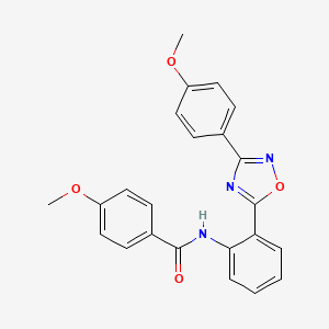 molecular formula C23H19N3O4 B7687882 4-methoxy-N-(2-(3-(4-methoxyphenyl)-1,2,4-oxadiazol-5-yl)phenyl)benzamide 