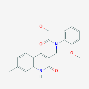 molecular formula C21H22N2O4 B7687955 N-((2-hydroxy-7-methylquinolin-3-yl)methyl)-2-methoxy-N-(2-methoxyphenyl)acetamide 