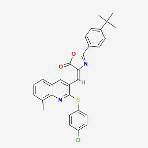 (E)-2-(4-(tert-butyl)phenyl)-4-((2-((4-chlorophenyl)thio)-8-methylquinolin-3-yl)methylene)oxazol-5(4H)-one