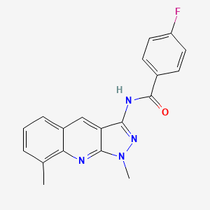 molecular formula C19H15FN4O B7687984 N-(1,8-dimethyl-1H-pyrazolo[3,4-b]quinolin-3-yl)-4-fluorobenzamide 