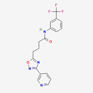 molecular formula C18H15F3N4O2 B7687994 4-(3-(pyridin-3-yl)-1,2,4-oxadiazol-5-yl)-N-(3-(trifluoromethyl)phenyl)butanamide 