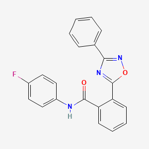 molecular formula C21H14FN3O2 B7688005 N-(4-fluorophenyl)-2-(3-phenyl-1,2,4-oxadiazol-5-yl)benzamide 