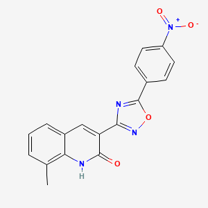 molecular formula C18H12N4O4 B7688031 8-methyl-3-(5-(4-nitrophenyl)-1,2,4-oxadiazol-3-yl)quinolin-2-ol 