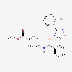 molecular formula C24H18ClN3O4 B7688078 ethyl 4-(2-(3-(2-chlorophenyl)-1,2,4-oxadiazol-5-yl)benzamido)benzoate 