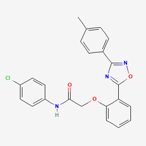 molecular formula C23H18ClN3O3 B7688082 N-(4-chlorophenyl)-2-(2-(3-(p-tolyl)-1,2,4-oxadiazol-5-yl)phenoxy)acetamide 