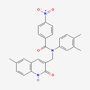 N-(3,4-dimethylphenyl)-N-((2-hydroxy-6-methylquinolin-3-yl)methyl)-4-nitrobenzamide