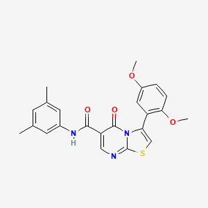 molecular formula C23H21N3O4S B7688108 3-(2,5-dimethoxyphenyl)-N-[2-(3,4-dimethoxyphenyl)ethyl]-5-oxo-5H-[1,3]thiazolo[3,2-a]pyrimidine-6-carboxamide 