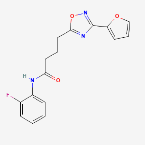 molecular formula C16H14FN3O3 B7688127 N-(2-fluorophenyl)-4-(3-(furan-2-yl)-1,2,4-oxadiazol-5-yl)butanamide 