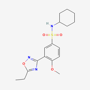 molecular formula C17H23N3O4S B7688136 N-cyclohexyl-3-(5-ethyl-1,2,4-oxadiazol-3-yl)-4-methoxybenzenesulfonamide 