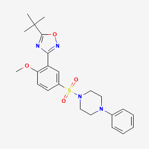 molecular formula C23H28N4O4S B7688142 5-(tert-butyl)-3-(2-methoxy-5-((4-phenylpiperazin-1-yl)sulfonyl)phenyl)-1,2,4-oxadiazole 